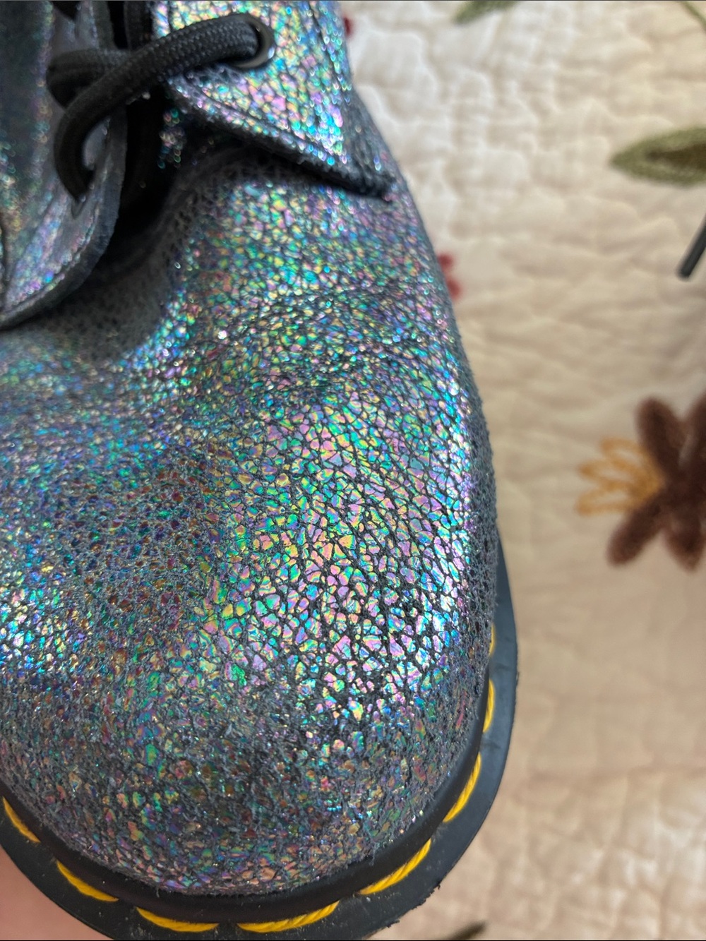 Dr. Martens Pascal Size 10 EU 42 Sparkle Iridescent Crackle Lace Up Combat Boots - Picture 7 of 7